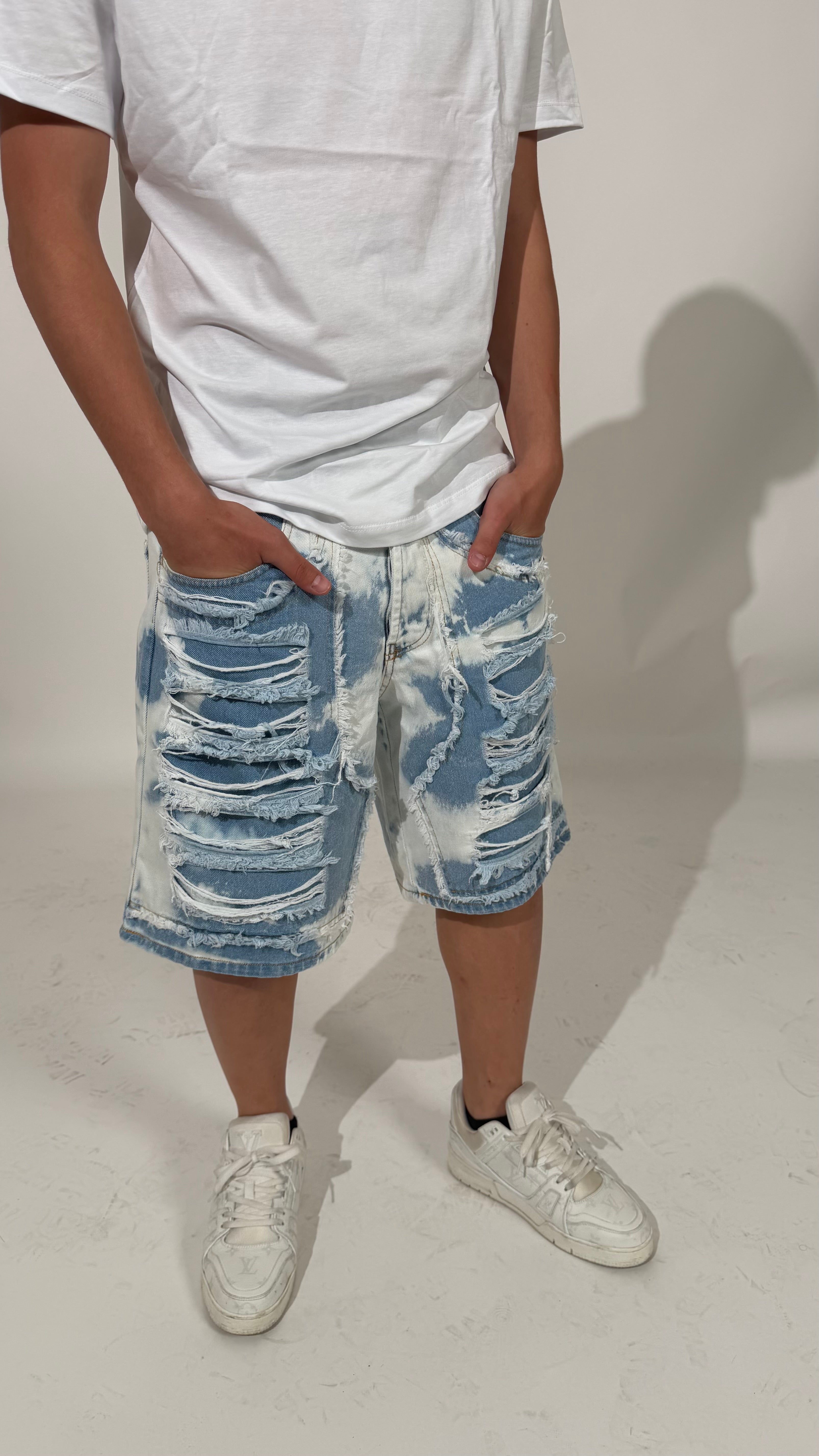 Jeans Shorts Ripped Blu