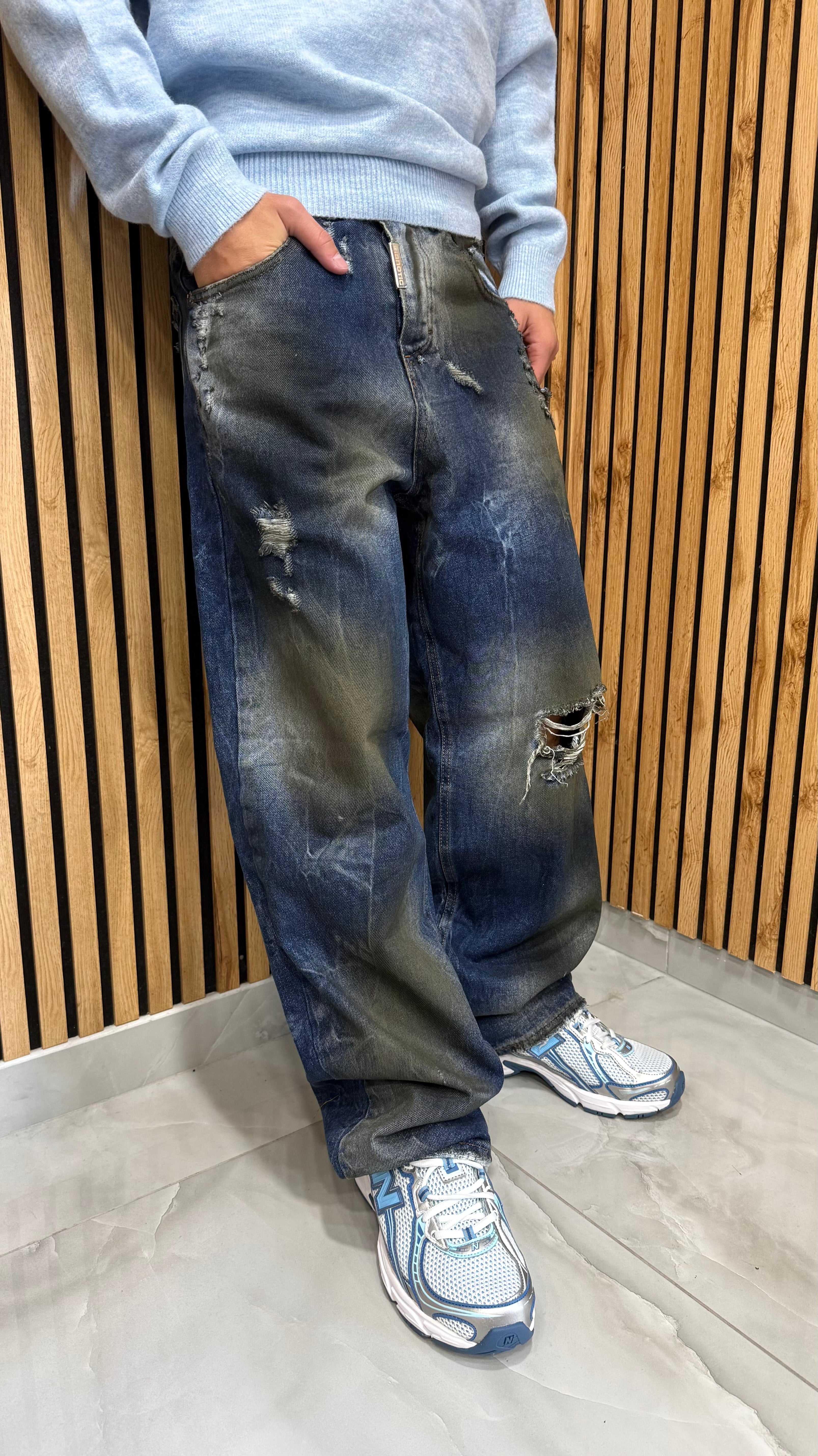 Jeans Super Baggy “Spider Effect Blue”