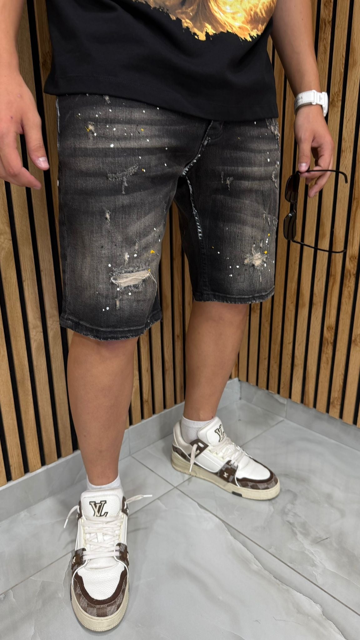 Jeans Short Cannes Black Sabbiato Cianotic