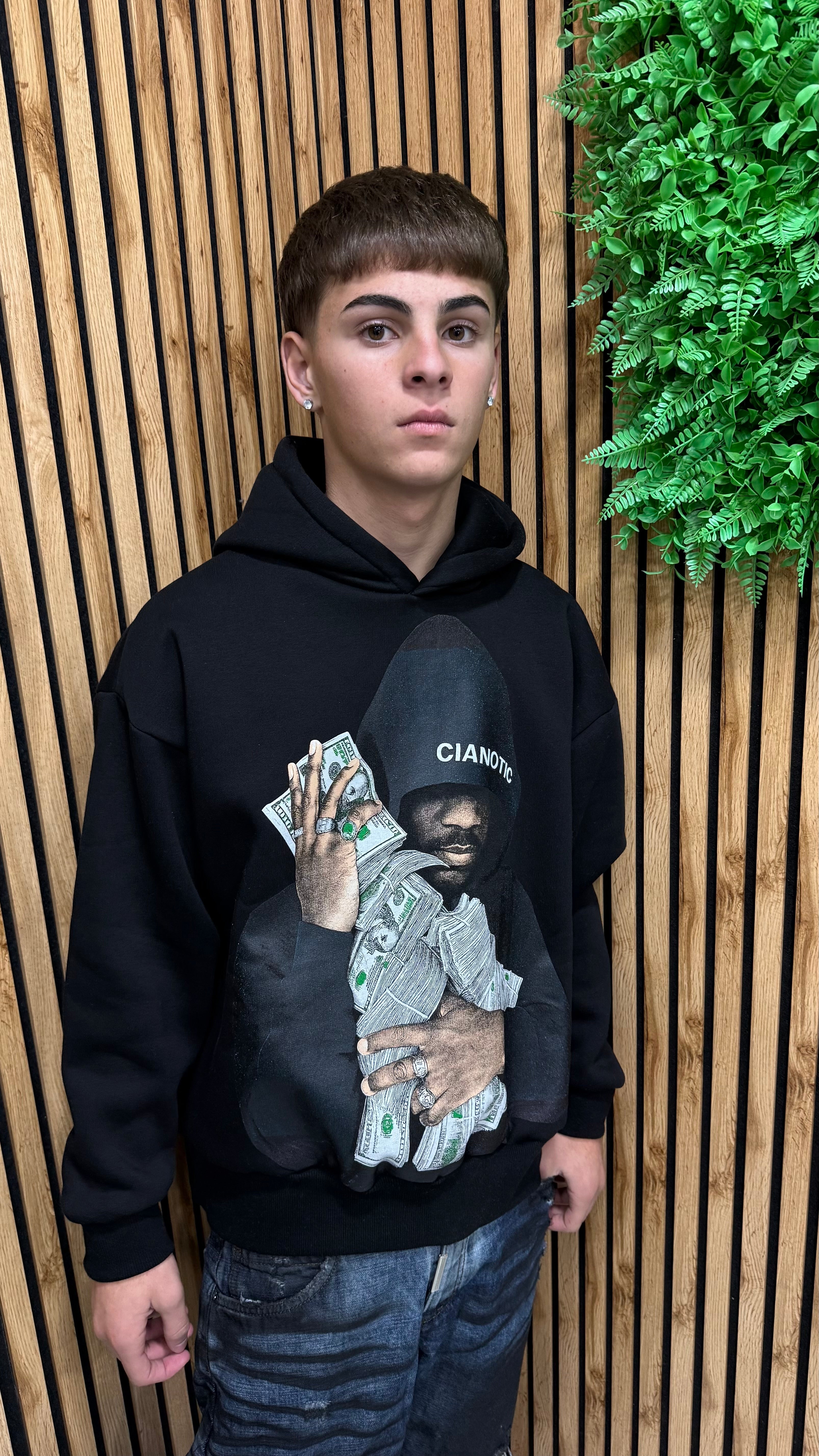 Felpa Crop “Money” Cianotic