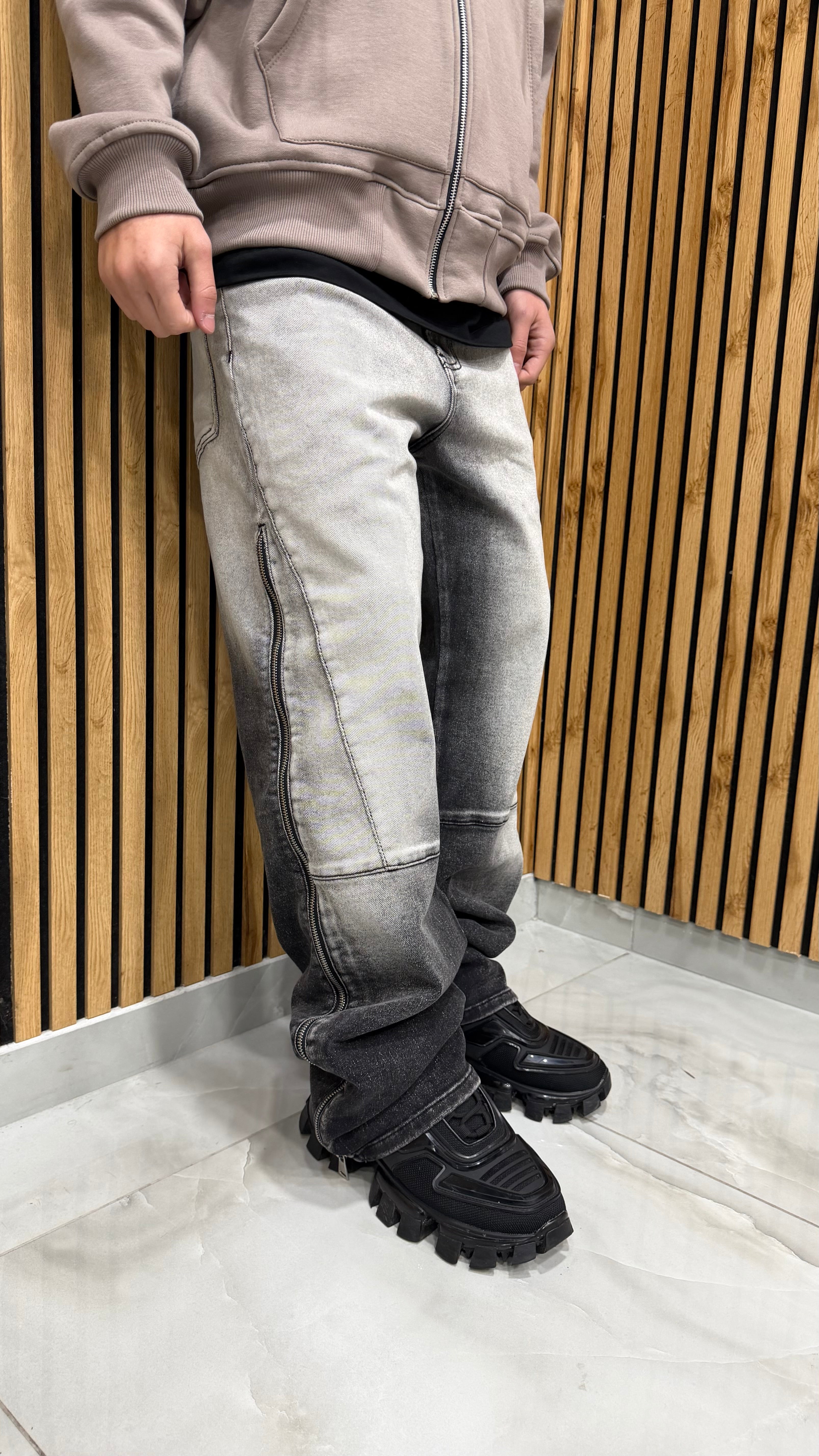 Jeans Baggy Long Zip Sfumed “Trap”
