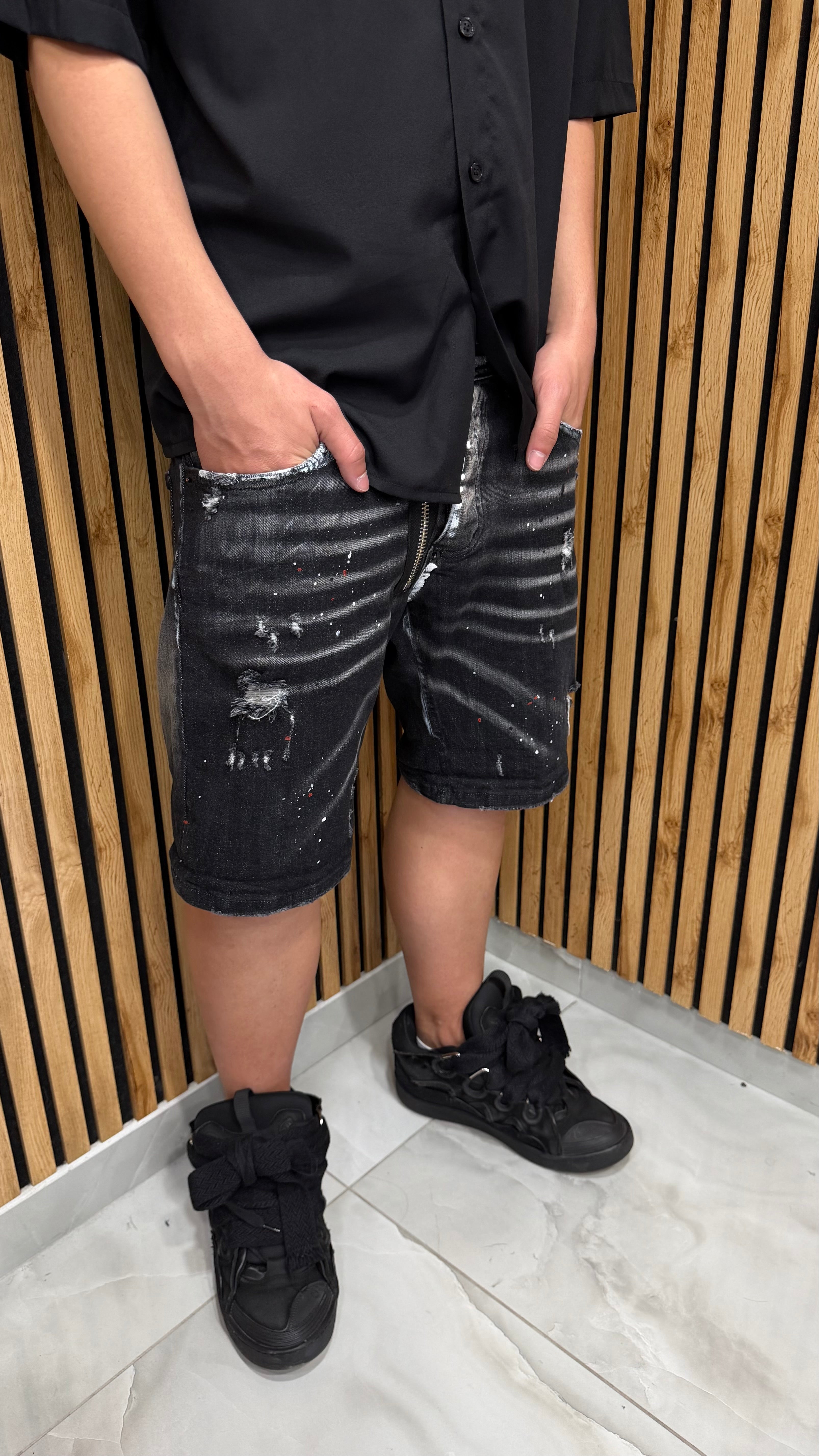 Jeans Short Zip R02 Black Cianotic
