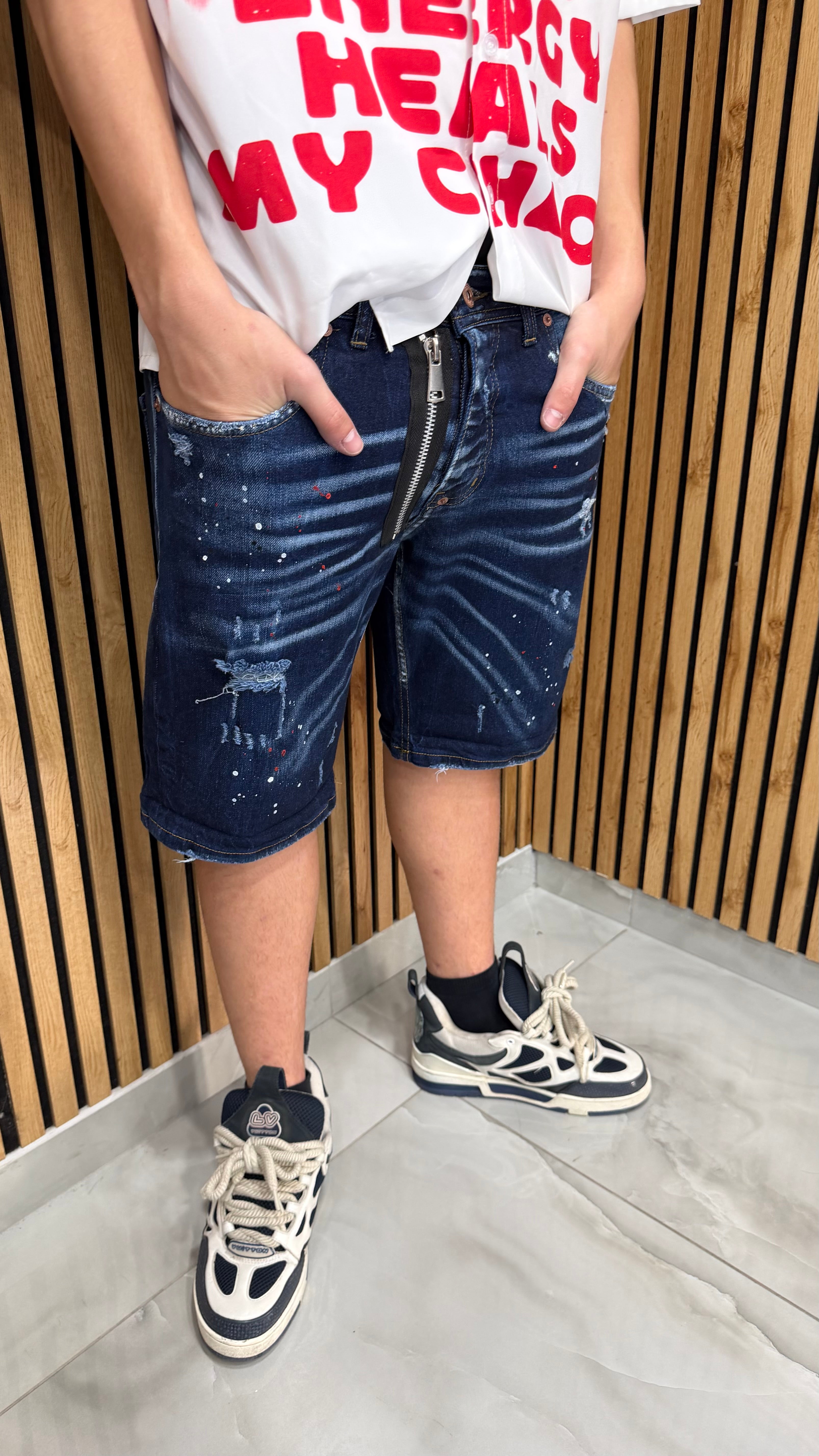 Jeans Short Zip R02 Blue Cianotic
