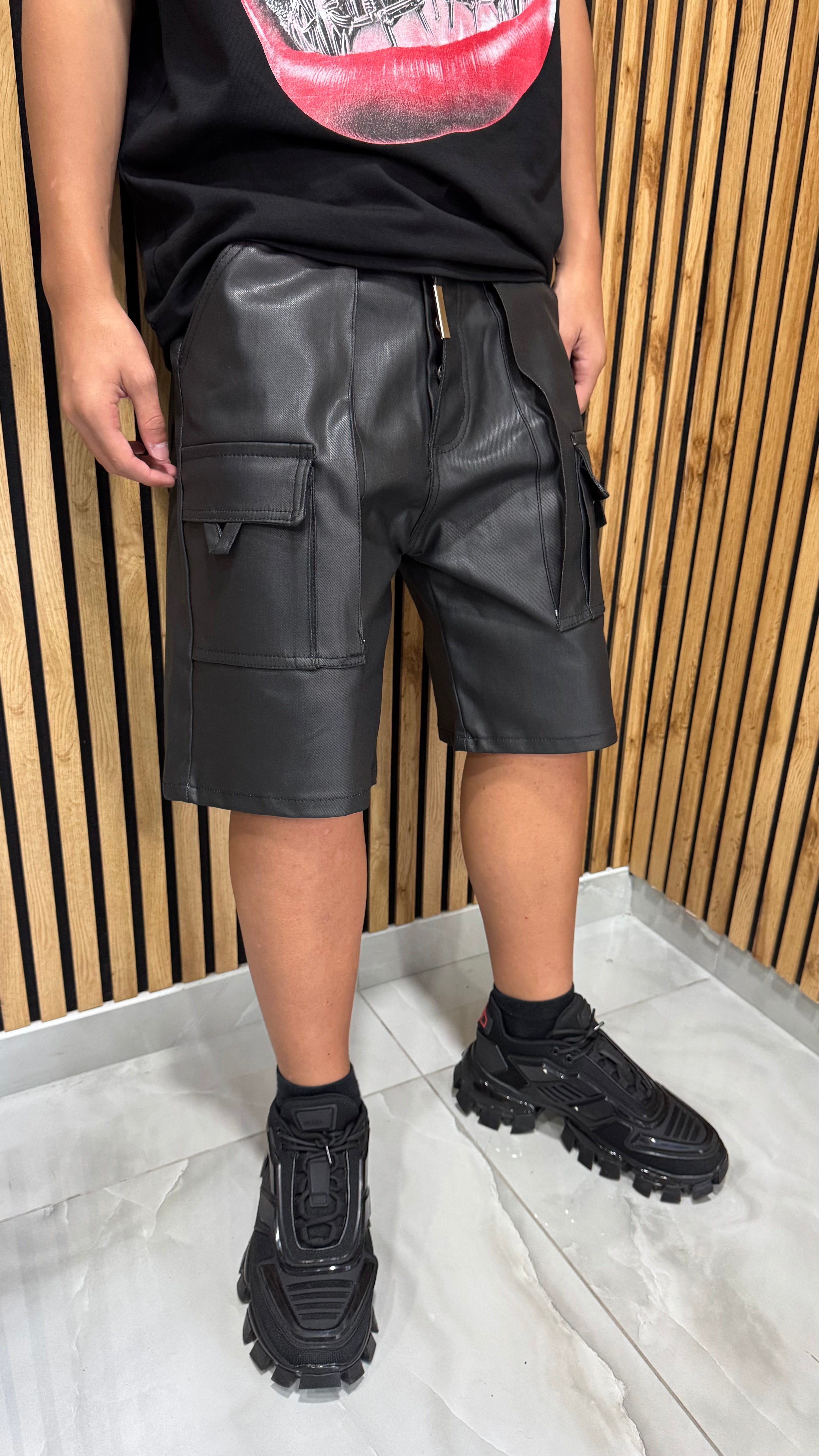 Jeans Cargo Spalmato Cianotic