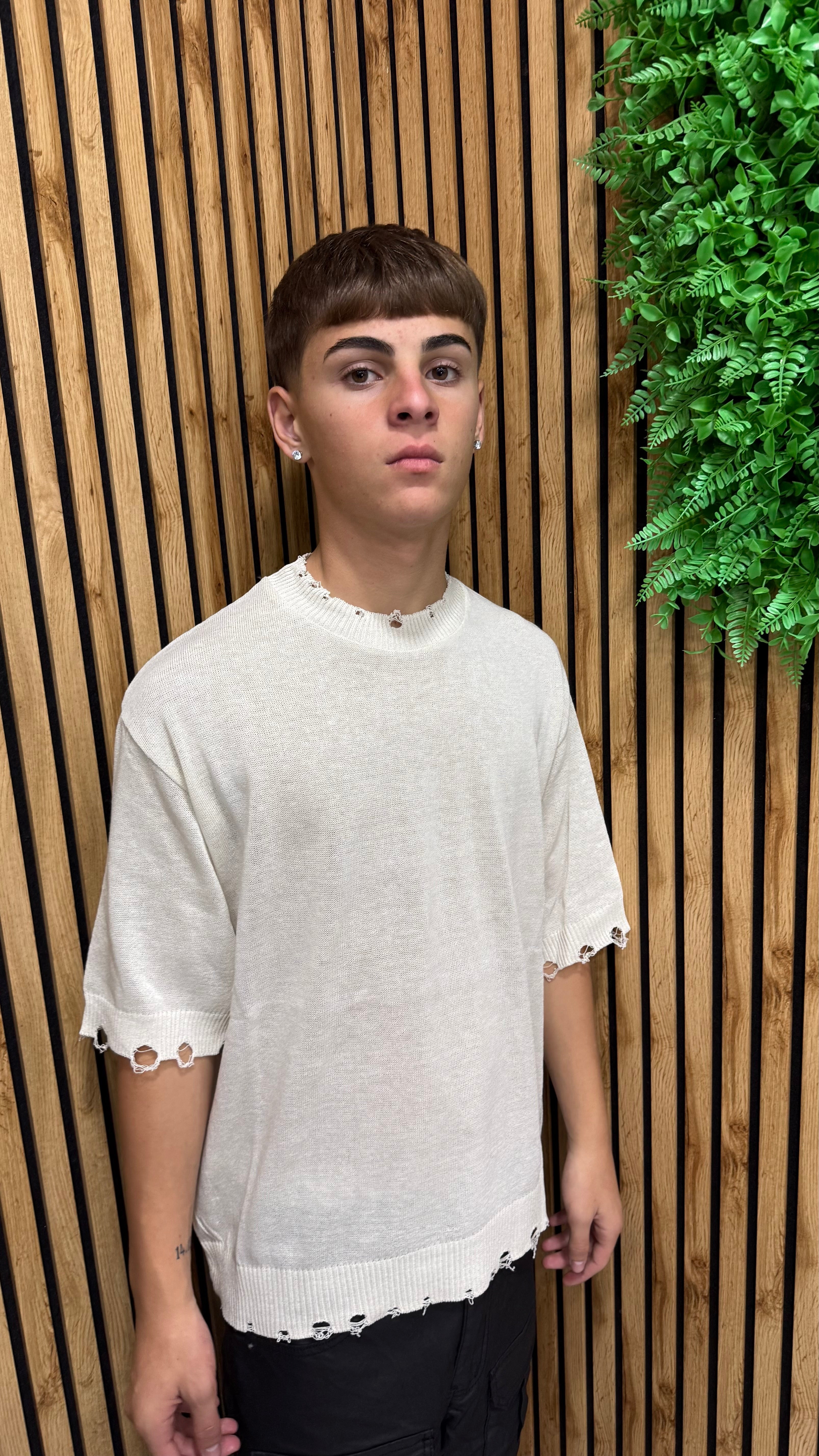 Maglia In Filo “Destroyed”