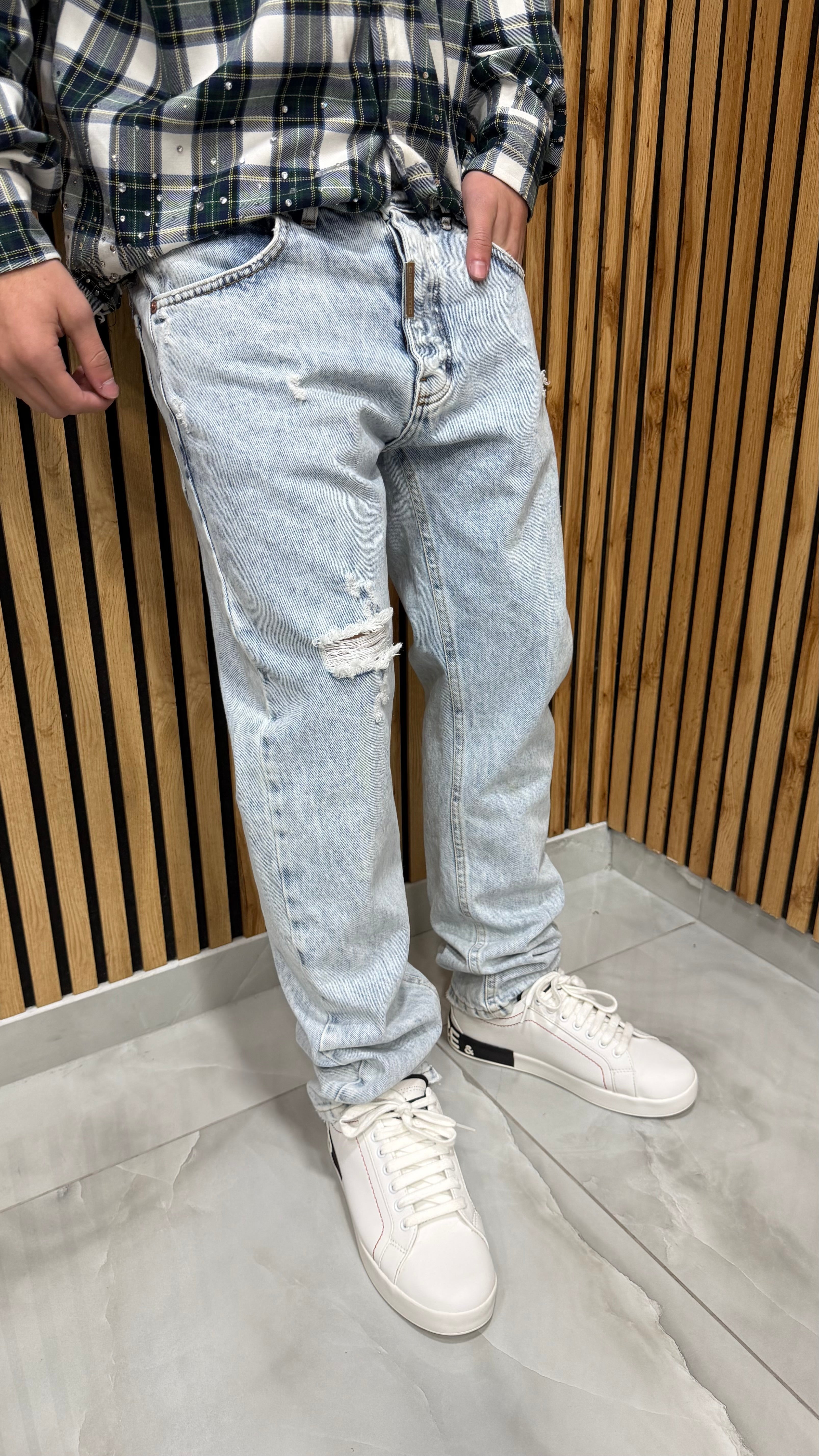 Jeans Straight Veins Blue Cianotic