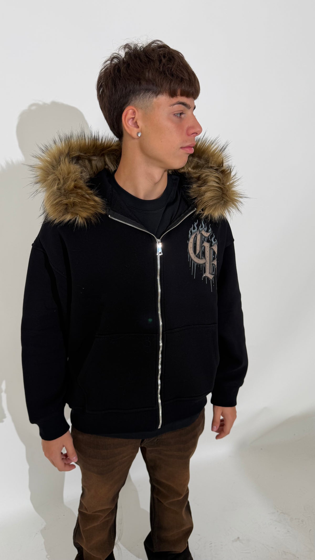 Felpa Zip Uomo Con Pelliccia 2 Colori TPWR