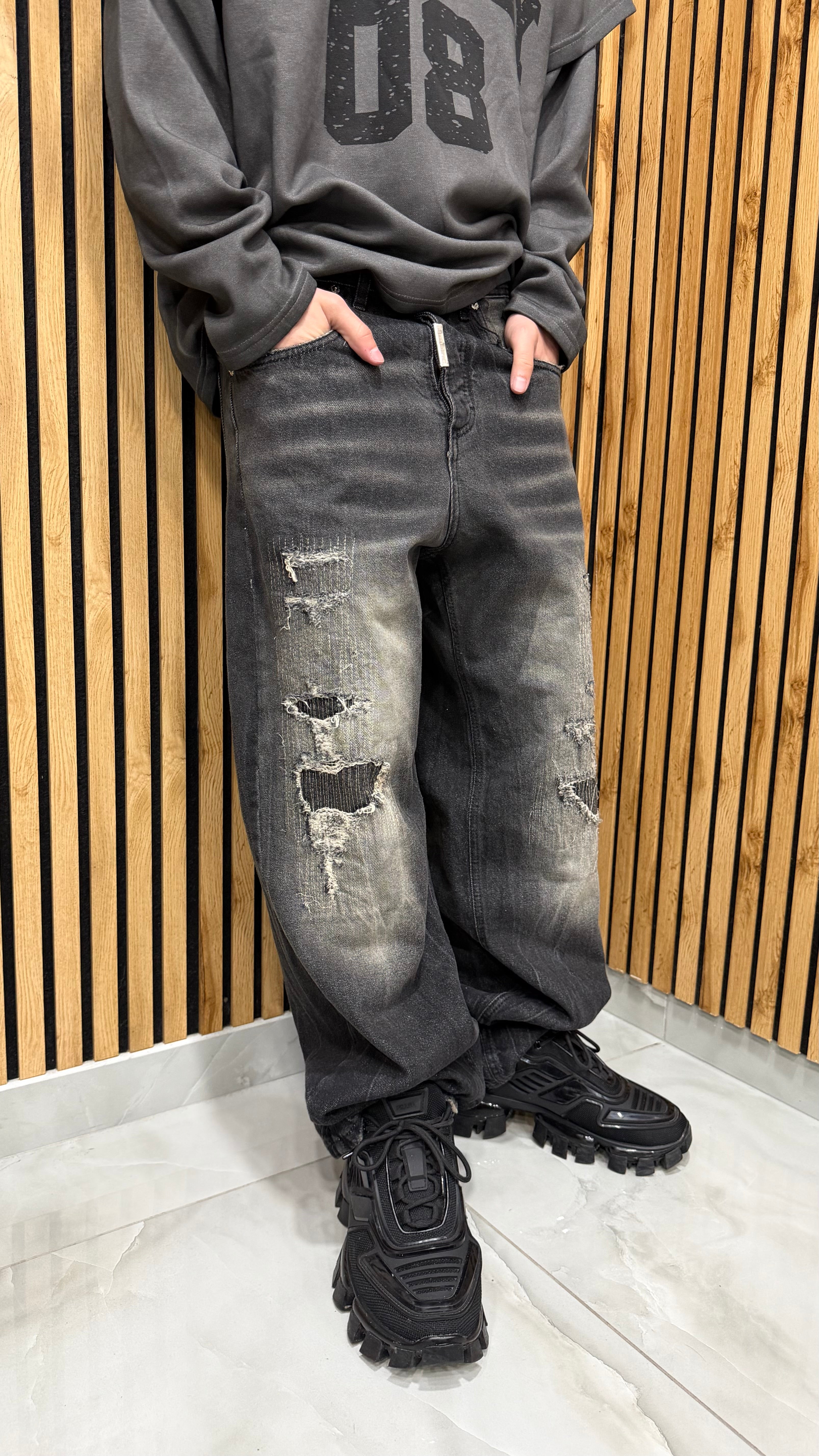 Jeans Super Baggy Repatch Black Cianotic