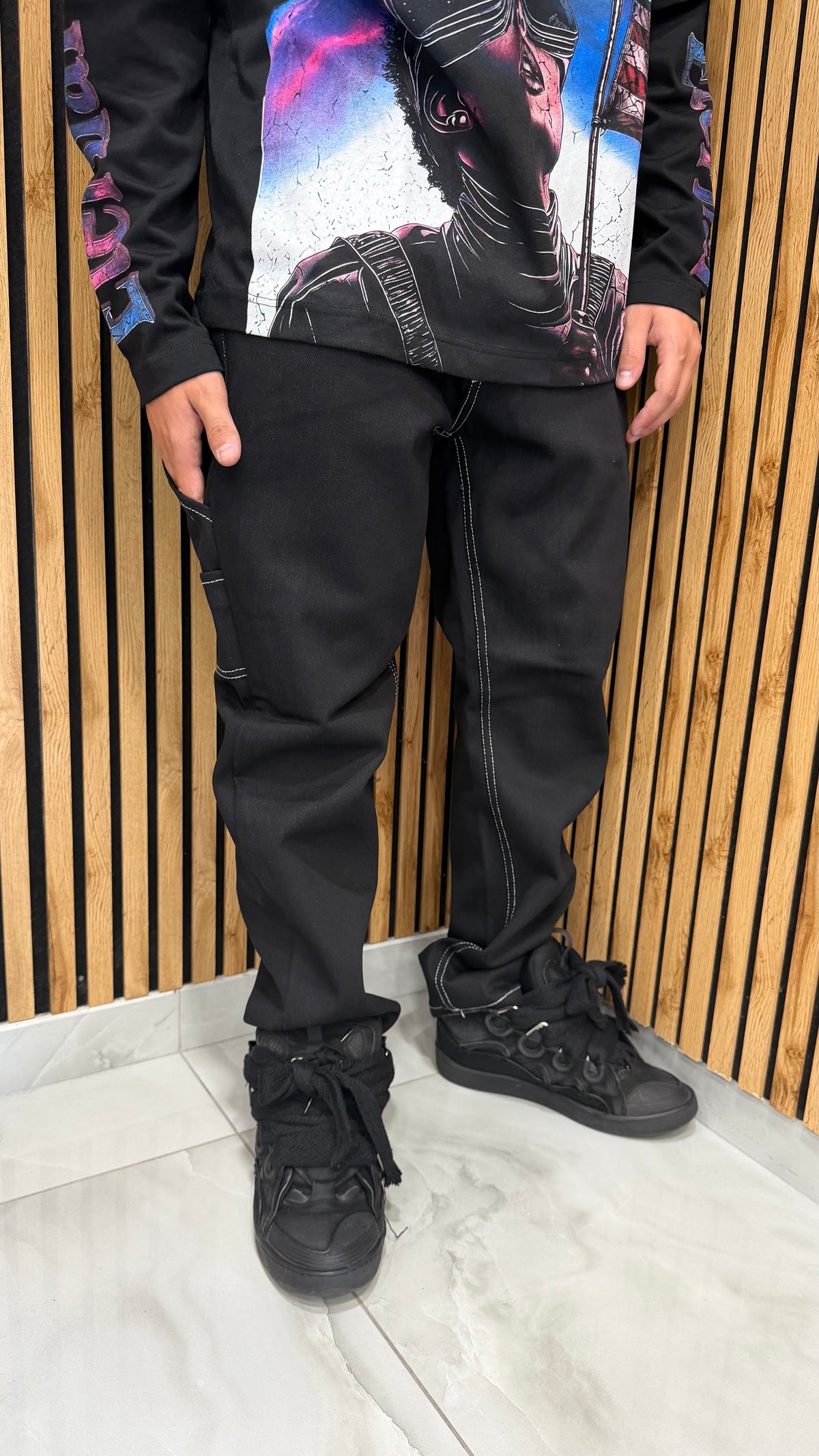 Jeans Uomo Straight Fit Carpenter Black Contrast Cianotic