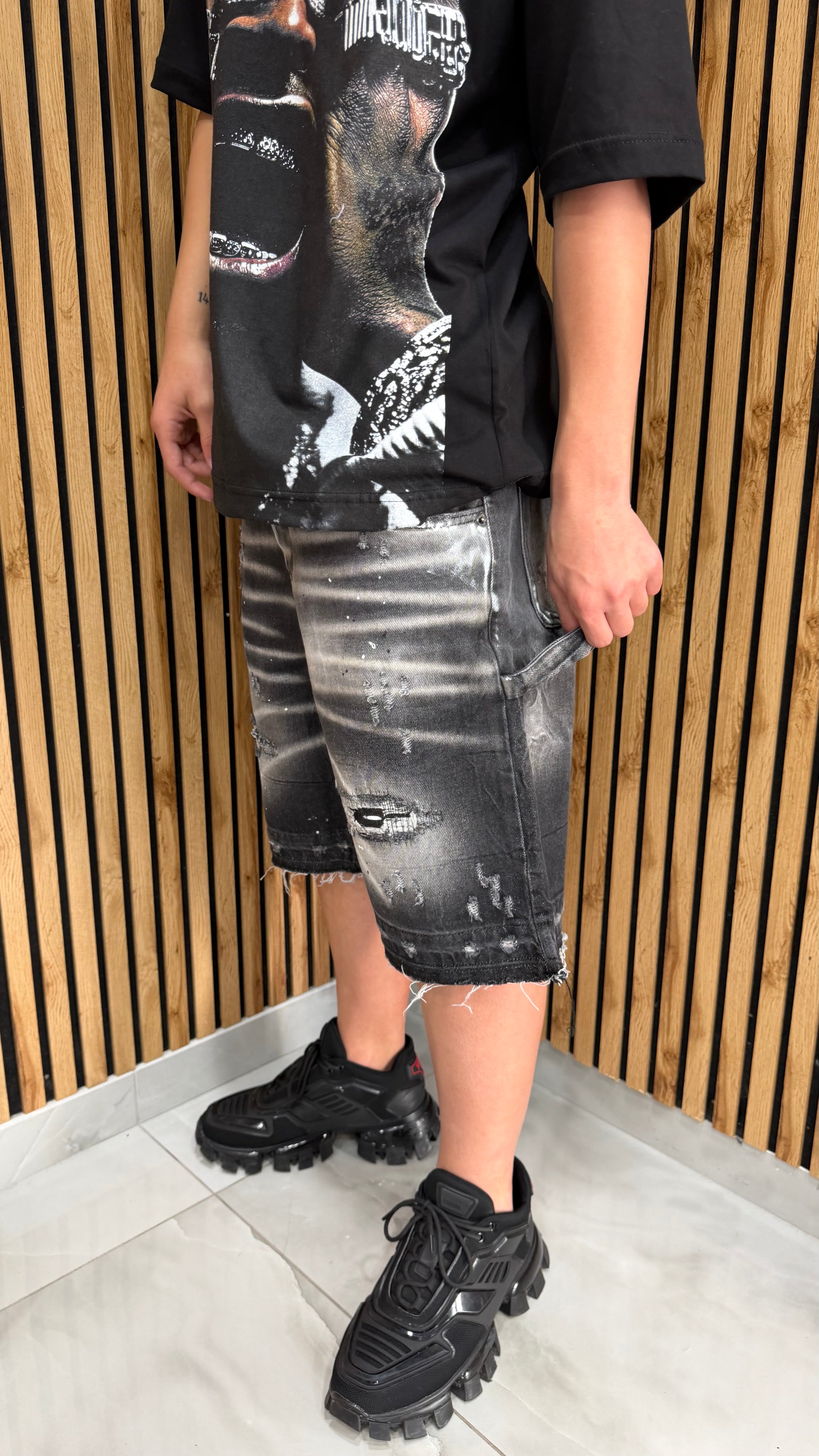 Jeans Short Carpenter Hammer Wash Black Cianotic