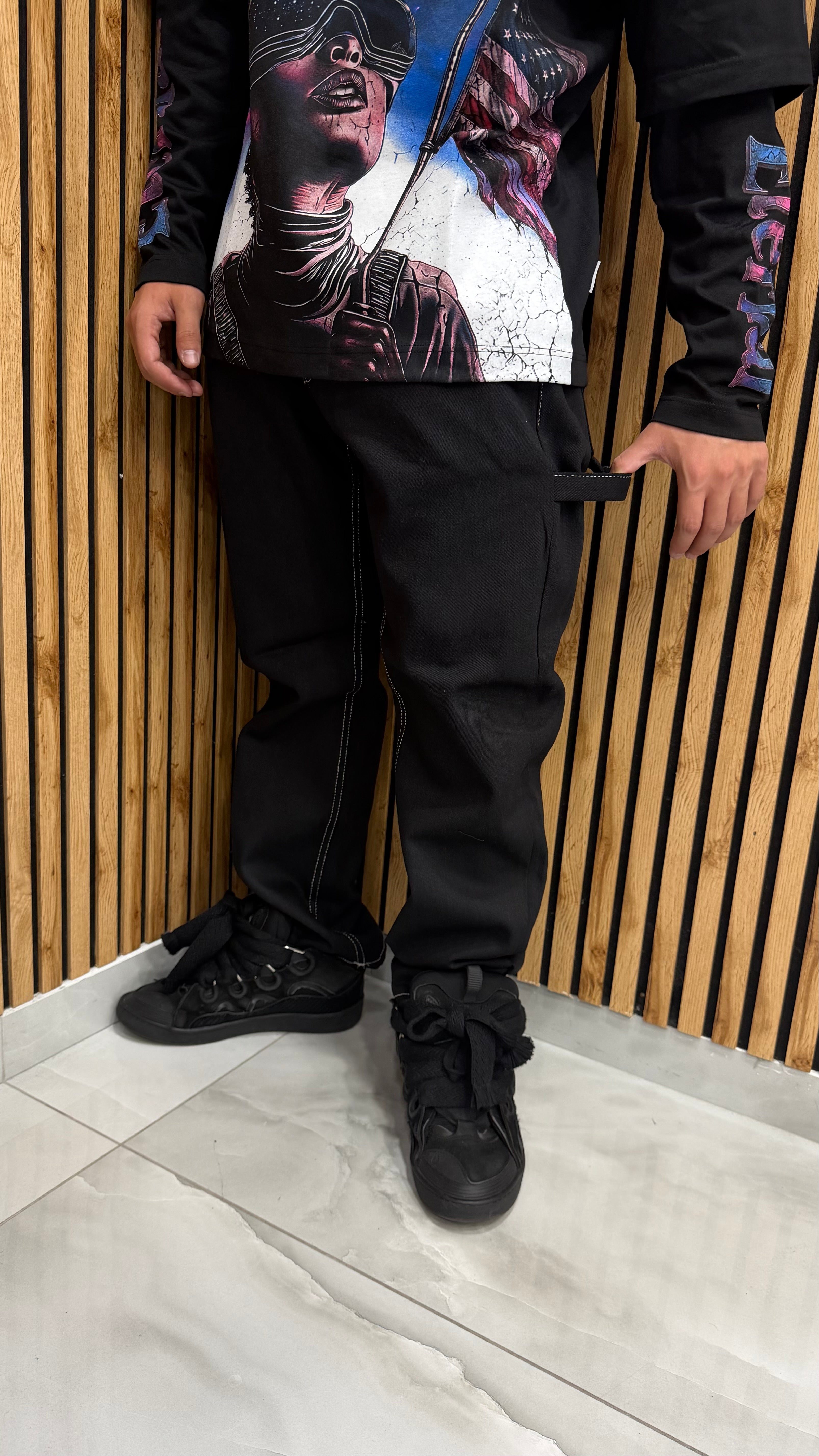 Jeans Uomo Straight Fit Carpenter Black Contrast Cianotic