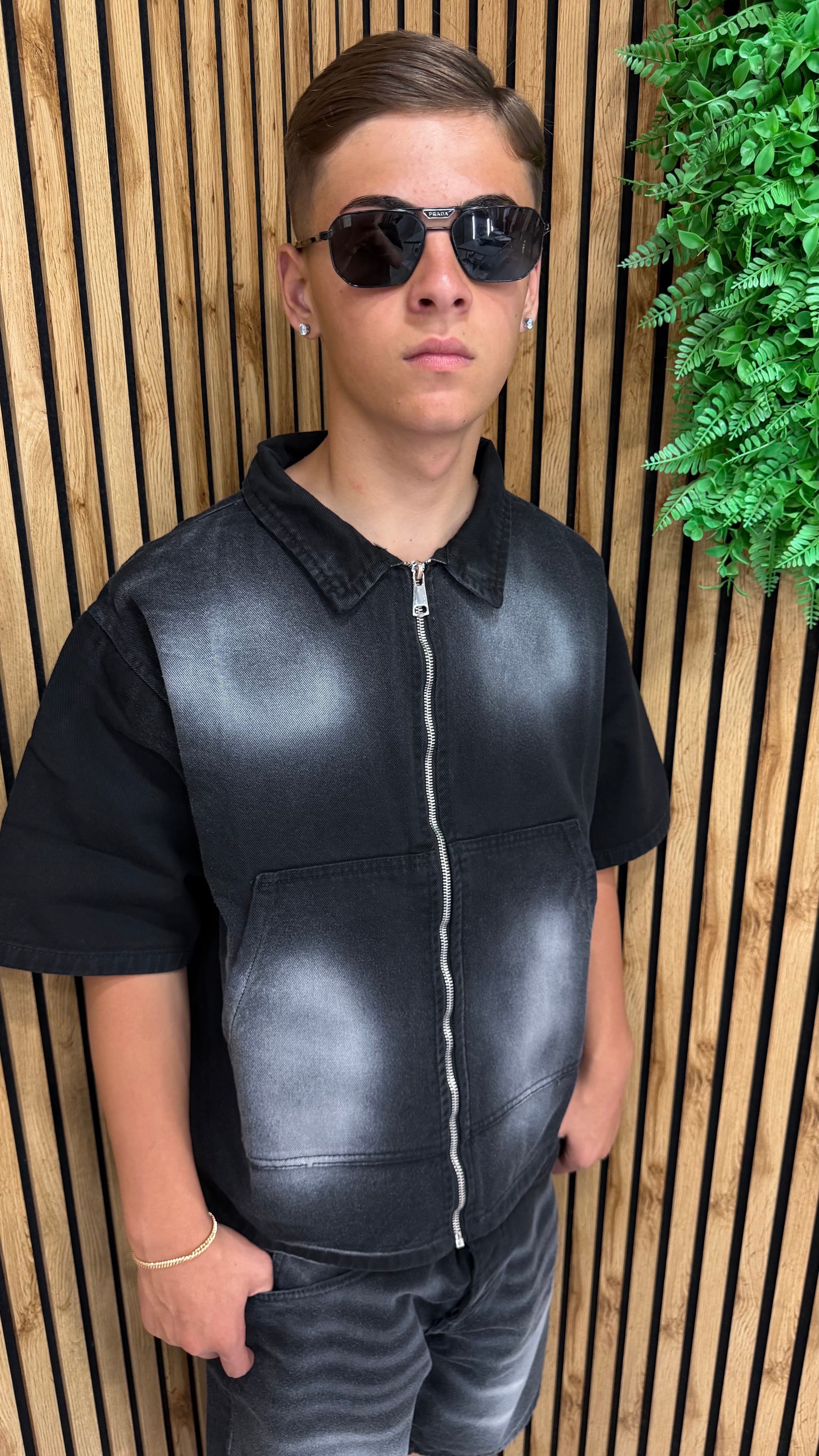 Coordinato Denim Zipped Black
