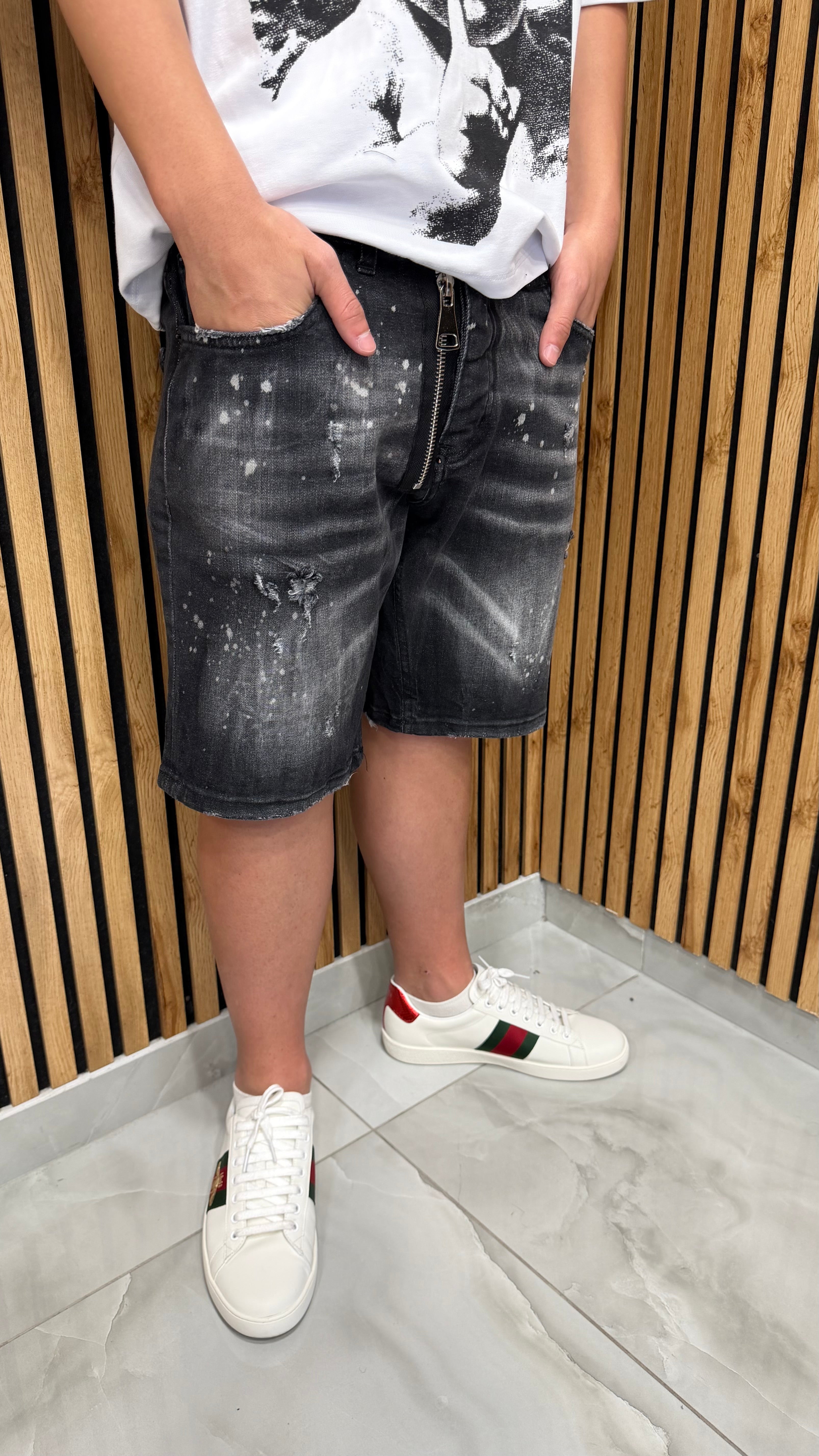 Jeans Short DQ6/2 Zip Black Cianotic