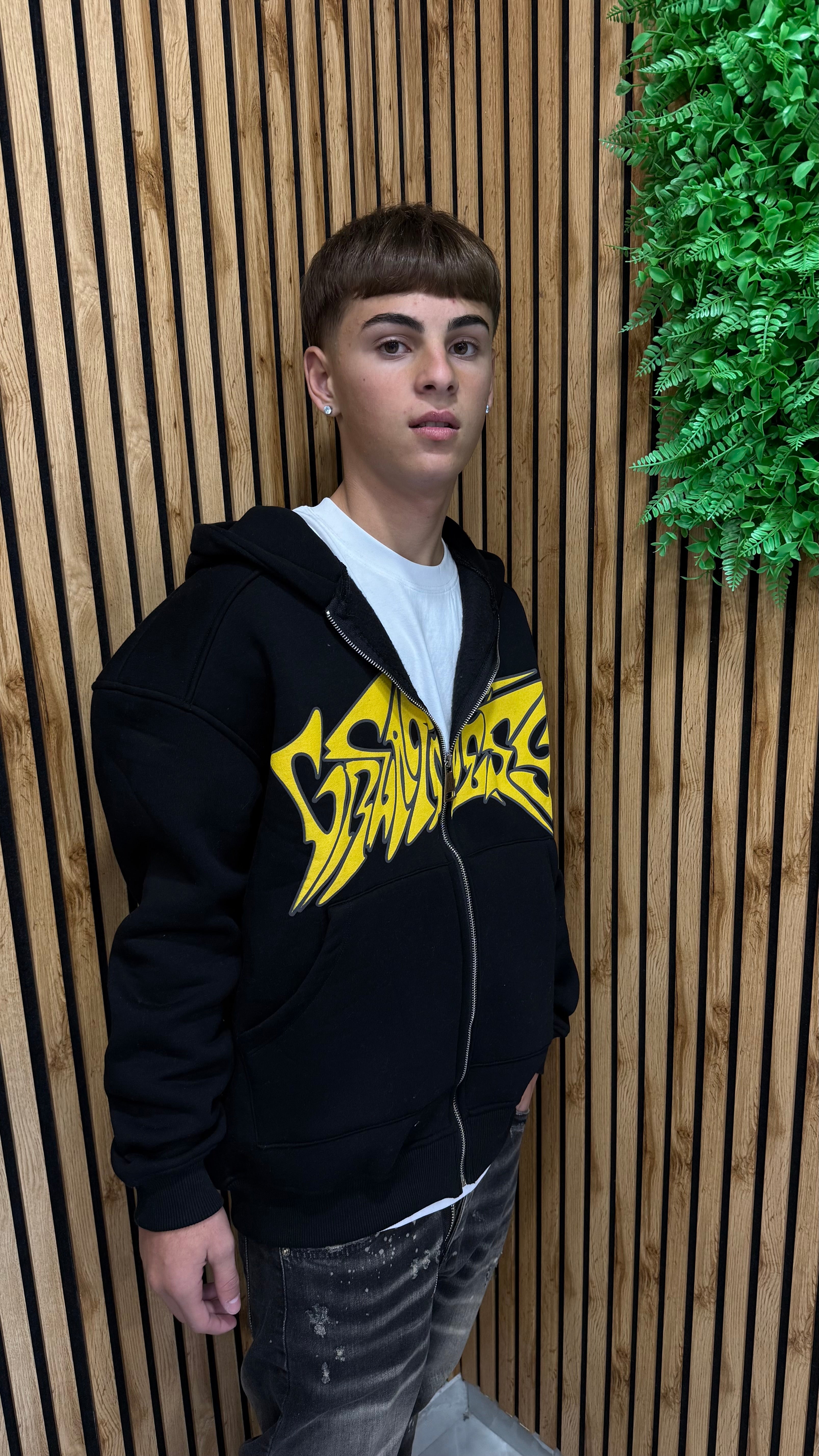 Felpa Con Zip "Graffiti" Tessuto Premium Stampa A Rilievo