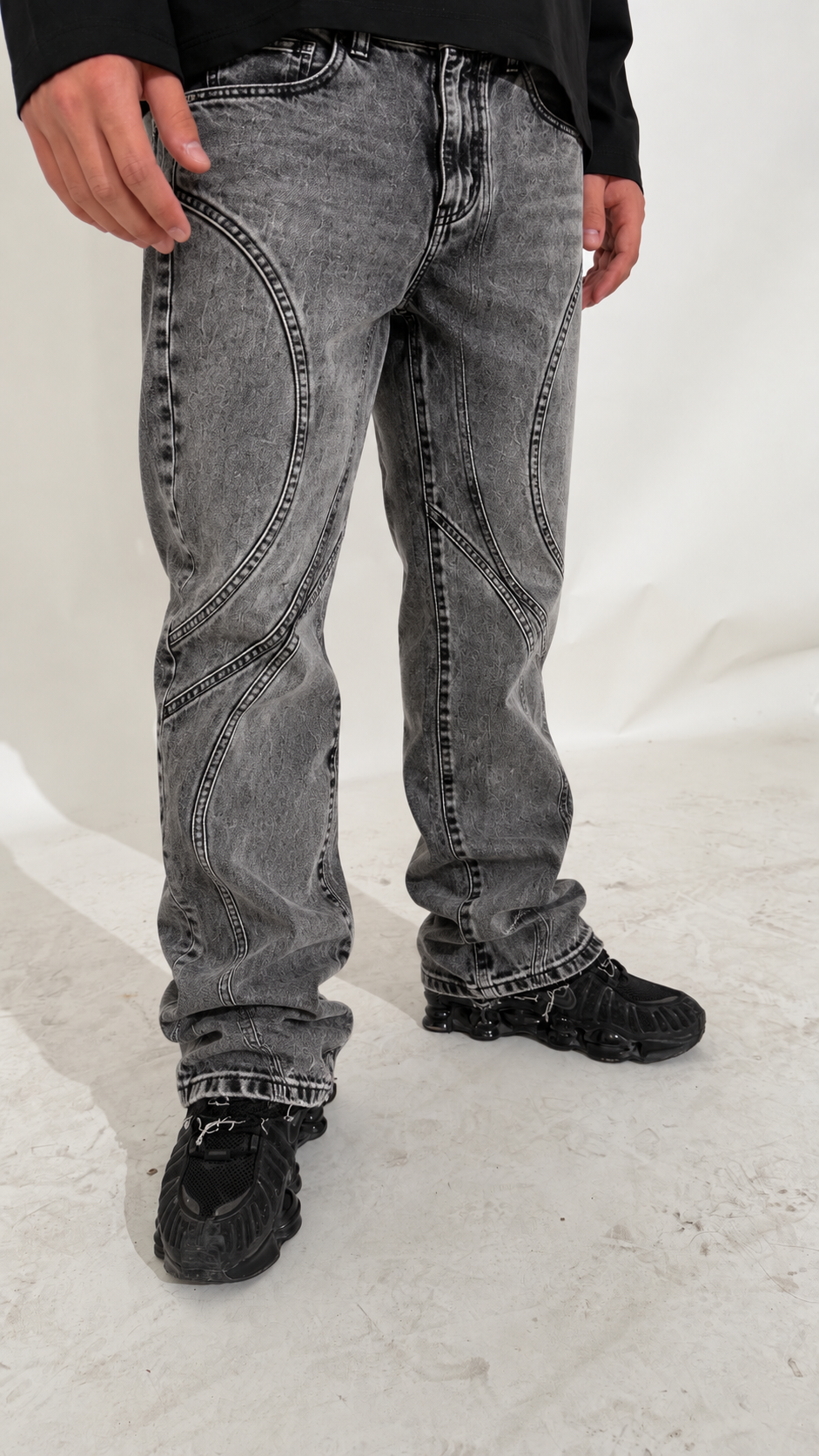 Jeans Uomo Baggy Acid Grey