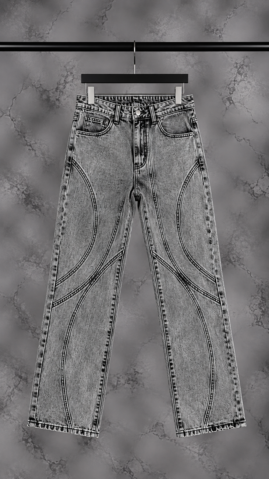 Jeans Uomo Baggy Acid Grey