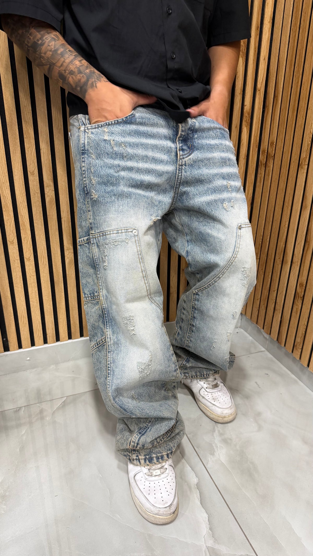 Jeans Uomo Super Baggy Carpenter Savana Cianotic