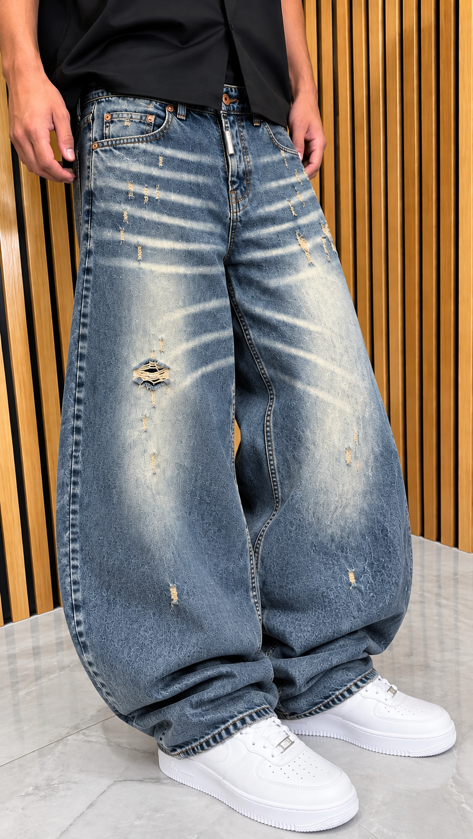 Jeans Uomo Balloon 01 Blu Sabbiato Cianotic
