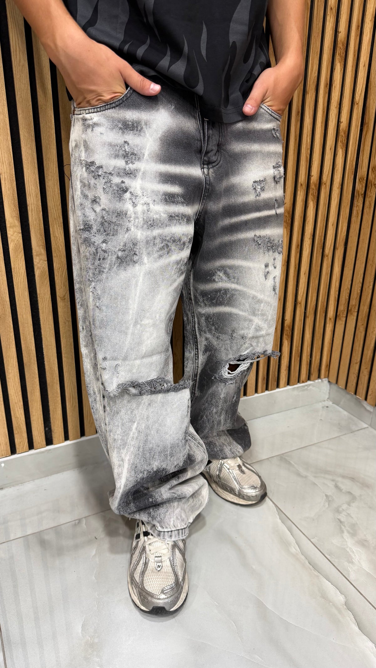 Jeans Uomo Super Baggy Stark Grey Cianotic